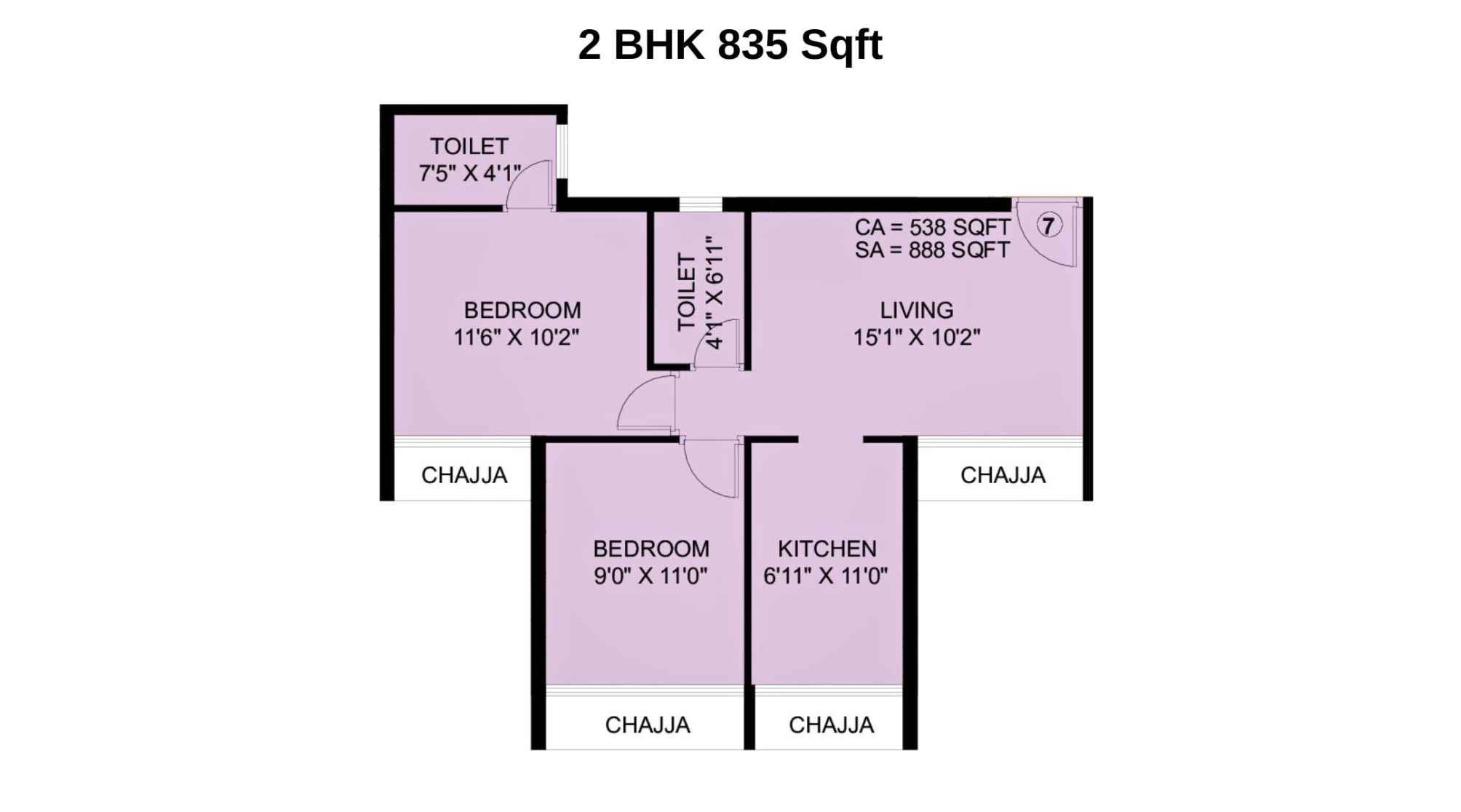 Sai-Ayana-Floor-Plan-2-BHK-835-Sqft