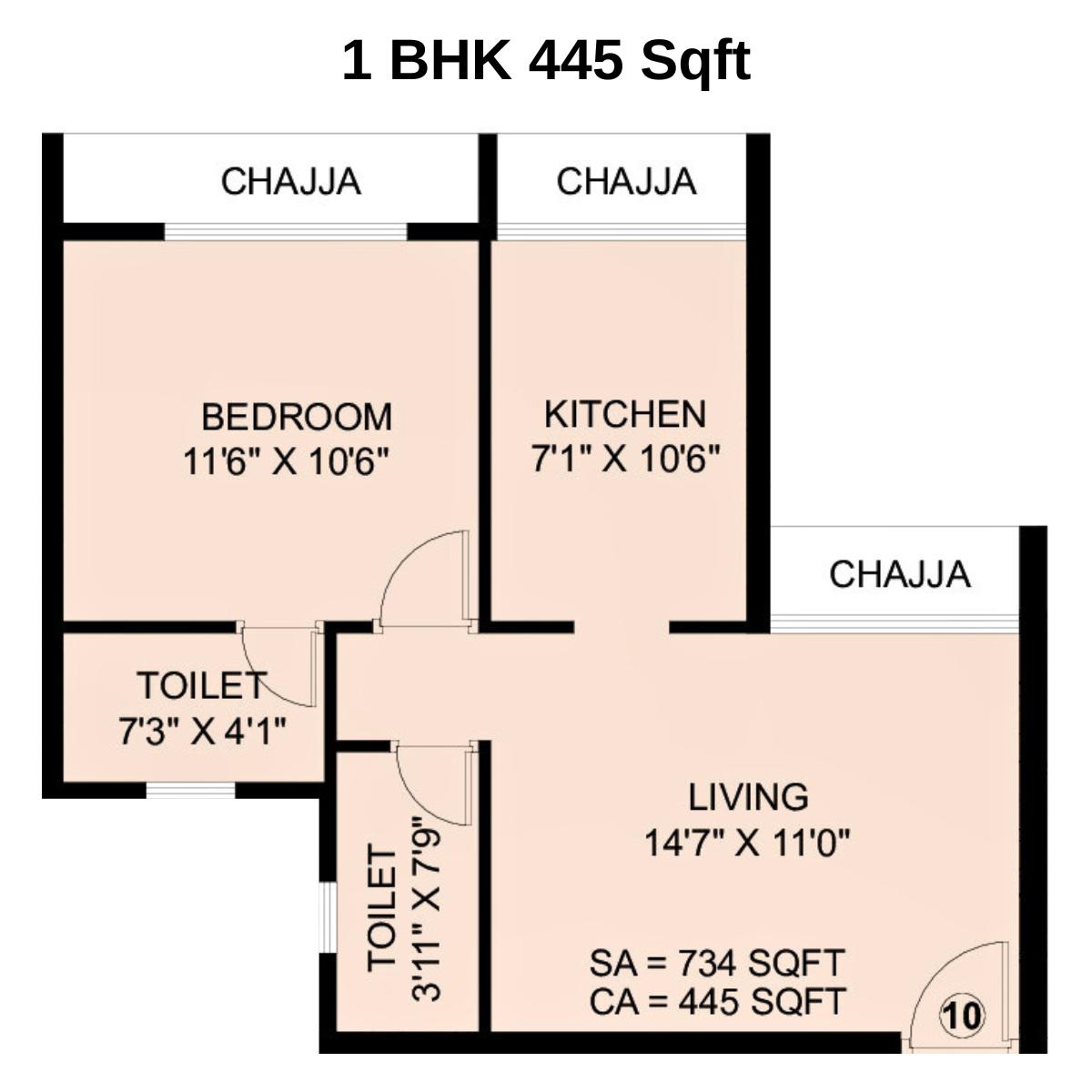 Sai-Ayana-Floor-Plan-1-BHK-445-Sqft