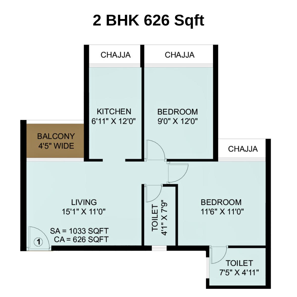 Sai-Ayana-Floor-Plan-2-BHK-626-Sqft